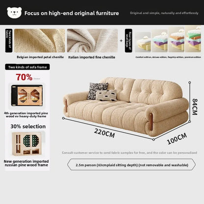 Removable and washable living room chenille French cream, retro wind marshmallow fabric sofa