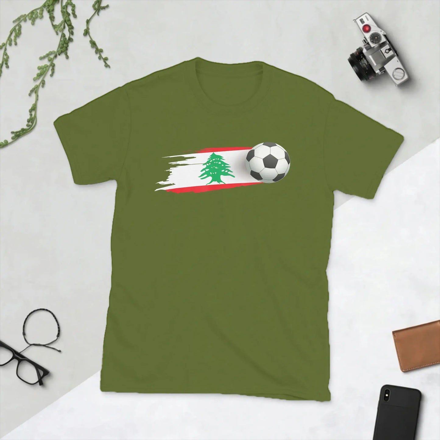Lebanese Soccer Ball Lebanon Flag Men's T Shirts  Funny Tees Short Sleeve Round Collar T-Shirt Pure Cotton Printed Tops