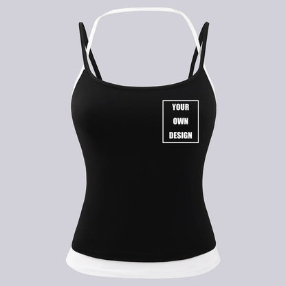 DIY Custom Graphic Logo women Color Blocking Vests Soft Singlet Halter Tops Fashion Slimming Vest Fitness Summer New Clothing