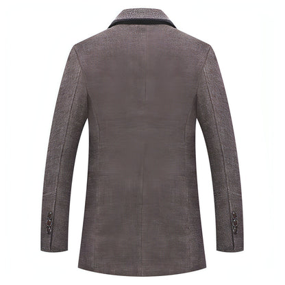 Fall Winter Men's Woolen Trench Coat Fashion Polo Collar Cotton Scarf