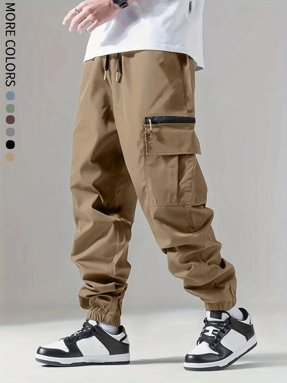 Men's Cargo Pants, Thin Trousers, Comfortable and Breathable, Outdoor Casual, Wearable, Running, Cycling, Multi-pocket 004