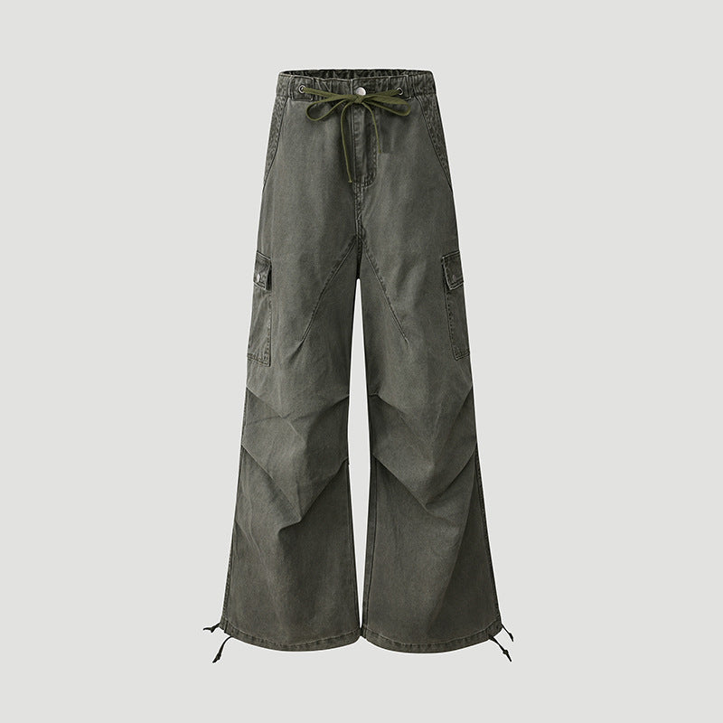 Women's Military Green Work Pants for Petite Ladies Summer Casual Wide Leg