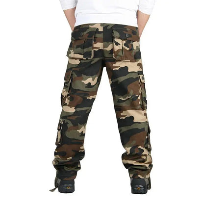 Men's Tactical Camouflage Overalls High-Quality Cotton Multi-Pocket Trousers Sports Training Casual Work Pants