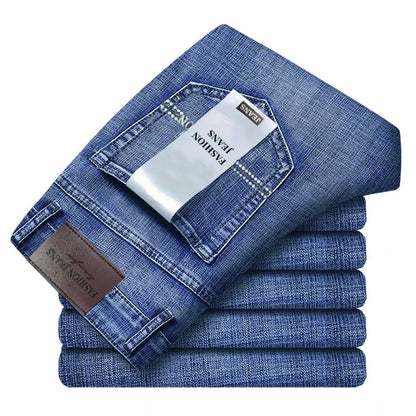 2026 New Style Business Men's Jeans Casual Straight Stretch Fashion Classic Blue Black Work Pant Denim Trousers Male Clothing