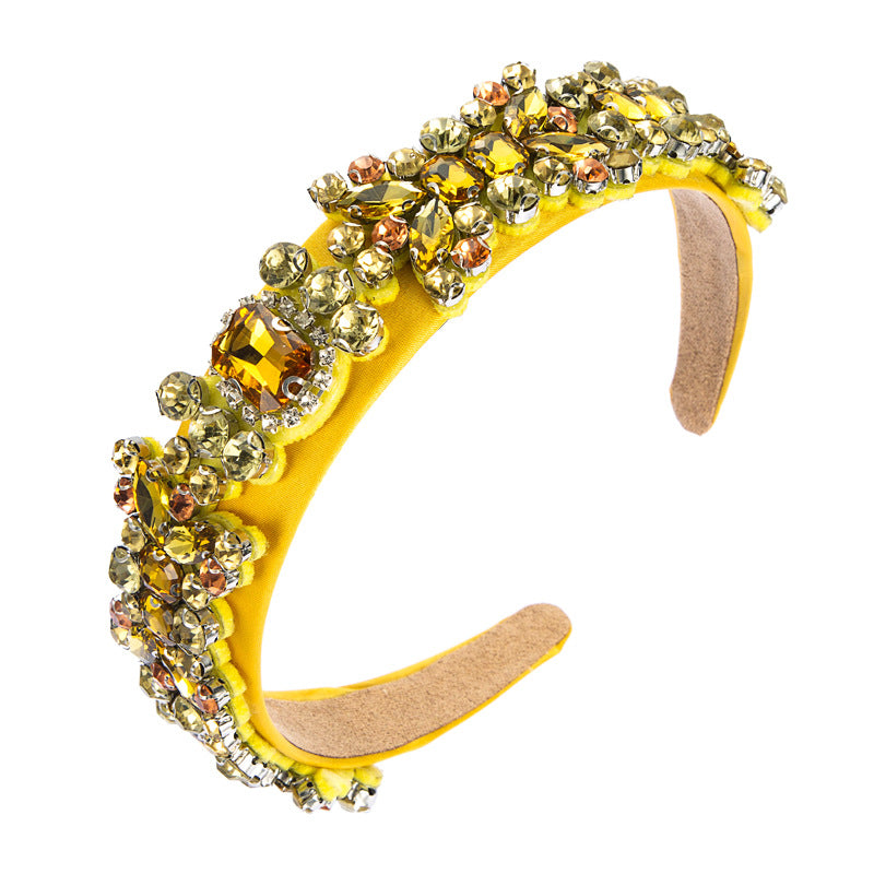 Summer New Fashion Headband Ladies Baroque Retro Headband Set With Colorful Rhinestones Full Diamond Hair Accessories