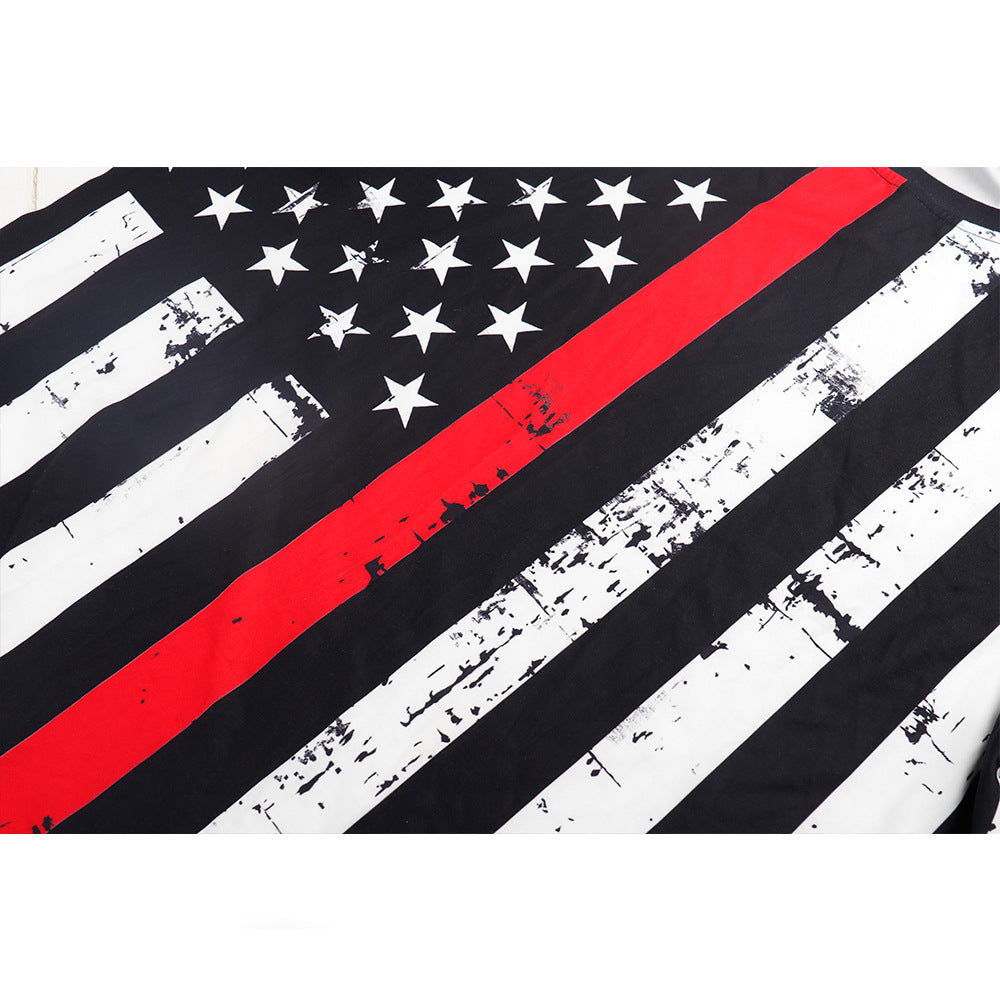 Summer New Women's Independence Day Ladies Long T-Shirt Digital Printing T-Shirt Plus Size Loose Blouse