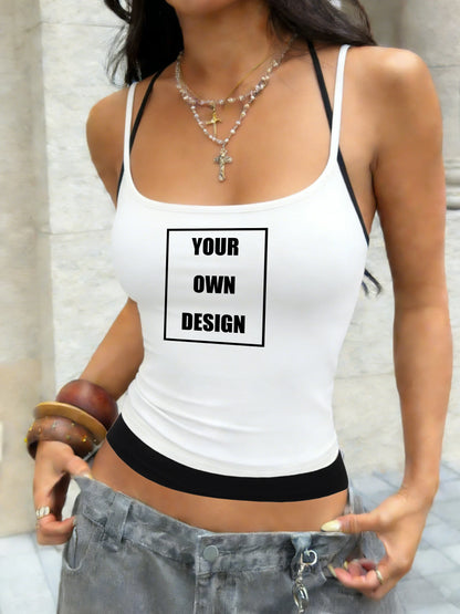 DIY Custom Graphic Logo women Color Blocking Vests Soft Singlet Halter Tops Fashion Slimming Vest Fitness Summer New Clothing