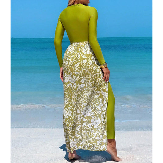 Long Pants Bikini Three-Piece Swimsuit Women's Printed Beach Dress Swimwear