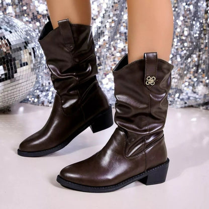 Point Toe Block Heel Boots - Fashion Forward Footwear