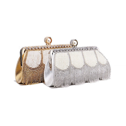 New Fringed Evening Bag Ladies High End Dress Evening Bag Diamond Portable Banquet All Match Bag