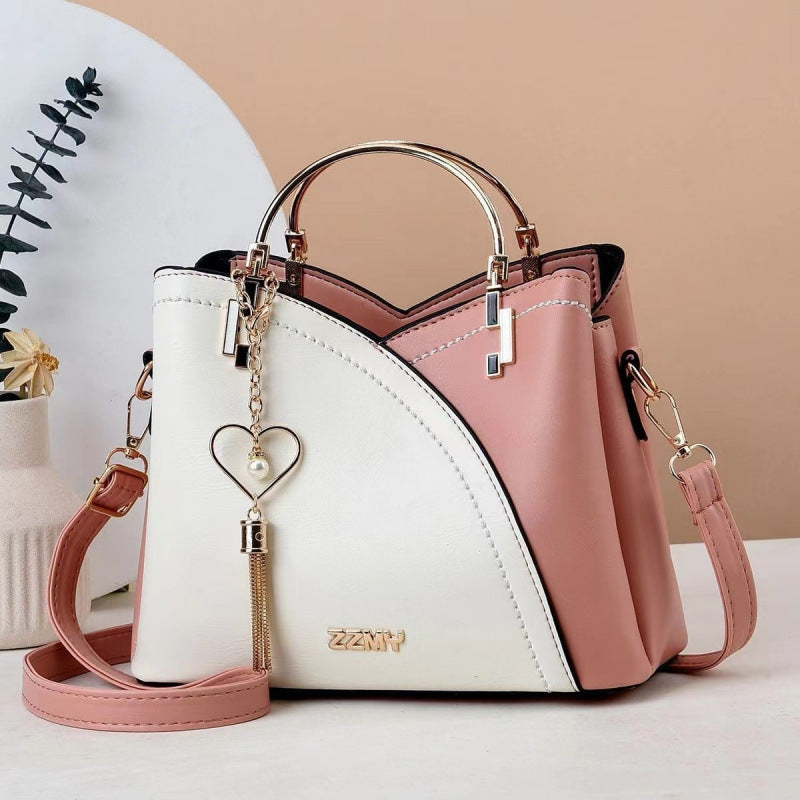 Color-blocked  large-capacity shoulder bag with high-quality crossbody design