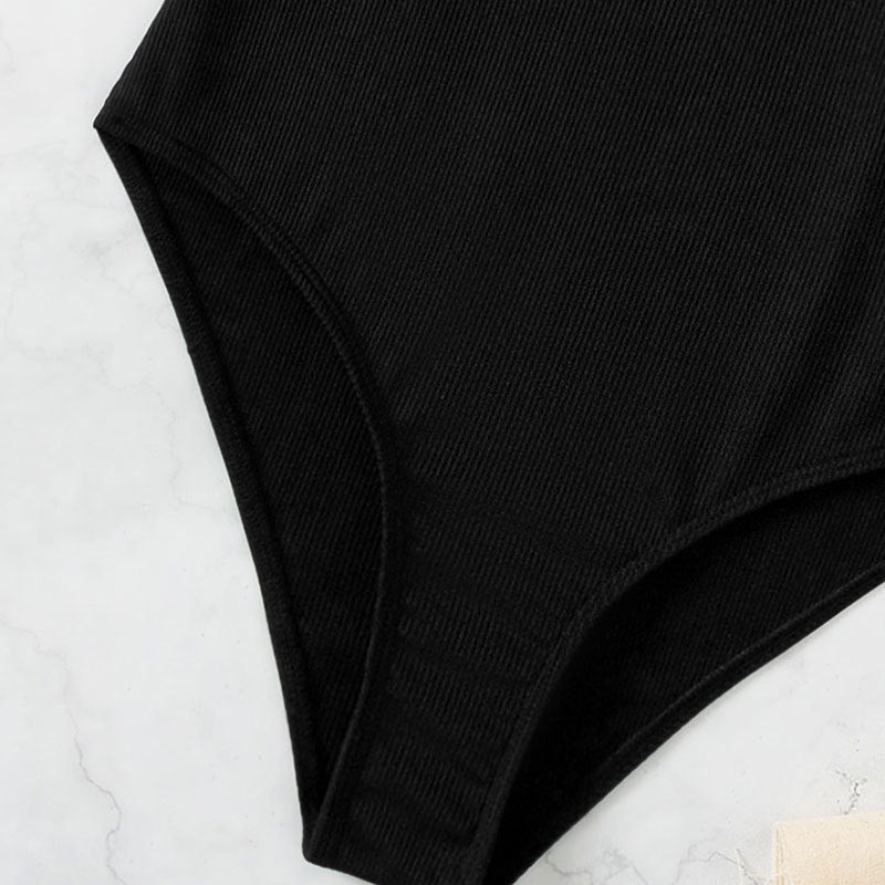 Conservative Strapless One-Shoulder Ruffle High-Waisted One-Piece Swimsuit Bikini