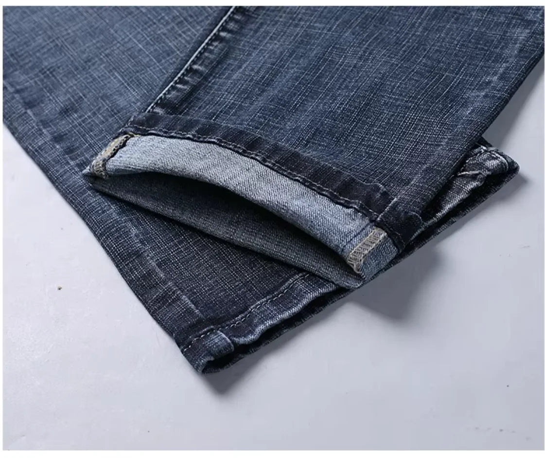 Wthinlee Men's Jeans Casual Straight Stretch Fashion Classic Blue Black Work Denim Pant Trousers Male  Clothing