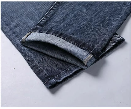 Wthinlee Men's Jeans Casual Straight Stretch Fashion Classic Blue Black Work Denim Pant Trousers Male  Clothing