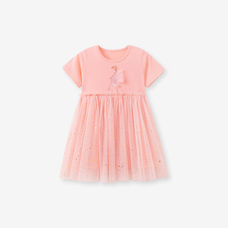 Summer Sleeveless Girls' Dress Tulle Princess Dress, Cute Children's Dress