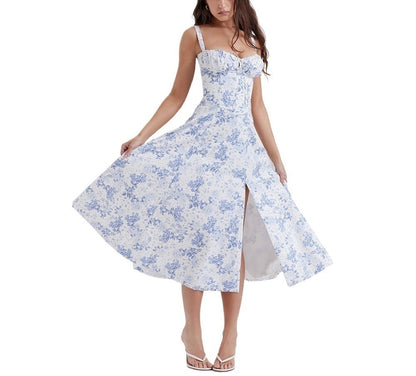 Ladies Fashion summer dresses women  maxi floral slip backless womens dresses elegant