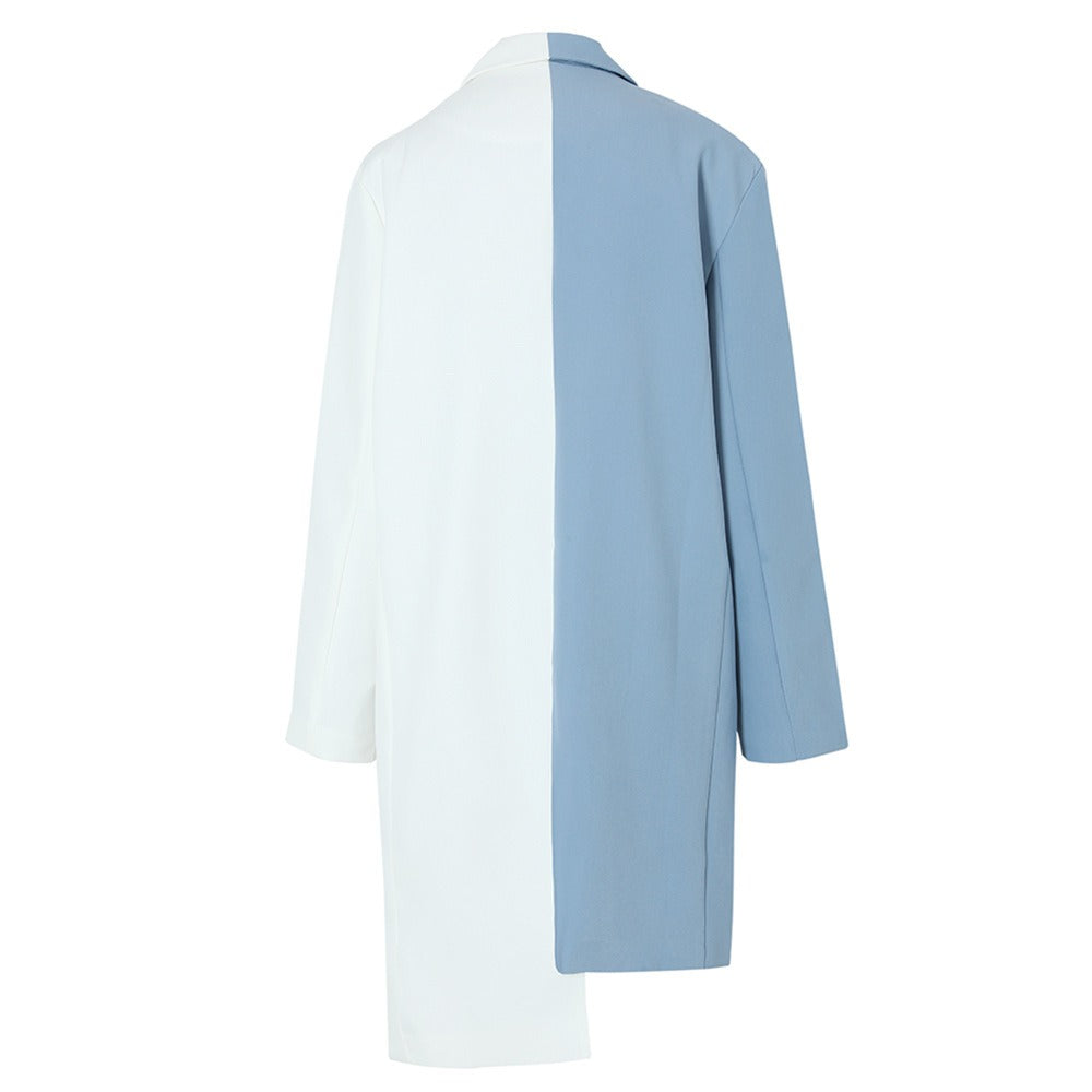 Single Breasted Color Matching Ladies Blazer Coat