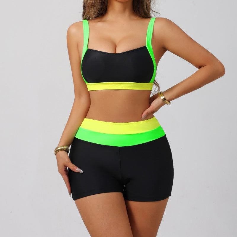 Casual two-piece contrasting bikini swimsuit