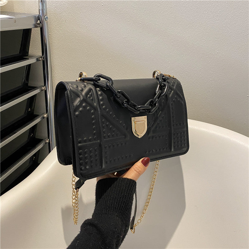 Hong Kong Style Ladies Bag Women's Summer New Fashion One-Shoulder Small Square Bag Simple Chain Ladies Messenger Bag