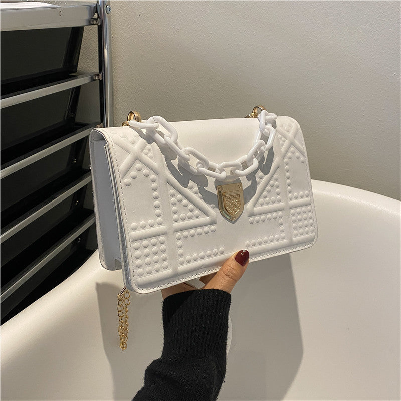 Hong Kong Style Ladies Bag Women's Summer New Fashion One-Shoulder Small Square Bag Simple Chain Ladies Messenger Bag