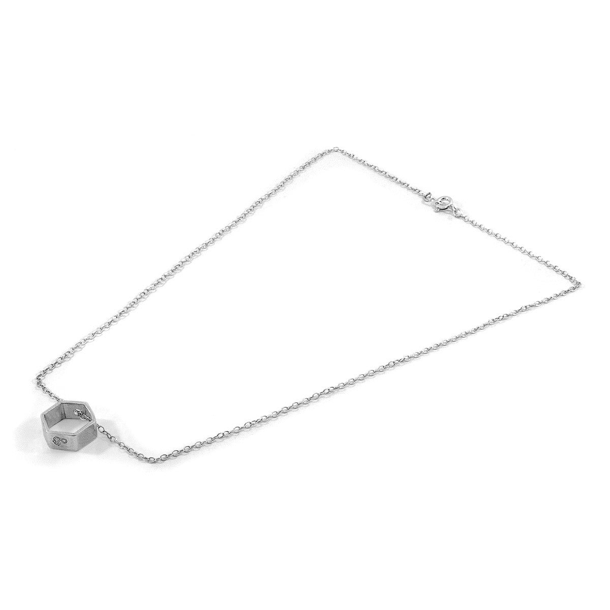 Lane Hexagonal Mini Geometric Silver Necklace