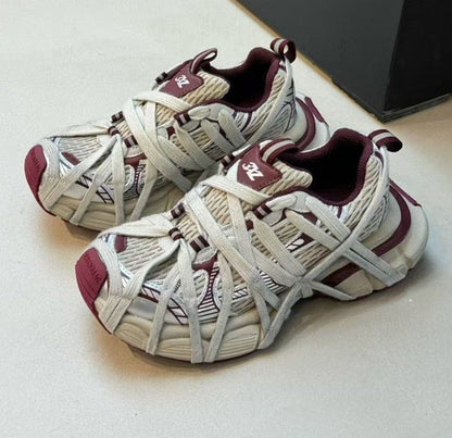 Breathable Distressed Running Shoes Strap Chunky Flat Women Sneakers