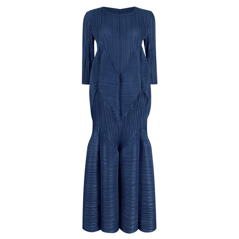 Ladies Long-Sleeved Dress Spring And Summer New Ladies Temperament Is Thin Platycodon Pleated Long Skirt