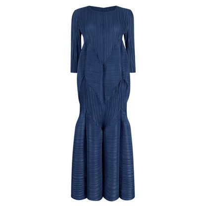 Ladies Long-Sleeved Dress Spring And Summer New Ladies Temperament Is Thin Platycodon Pleated Long Skirt