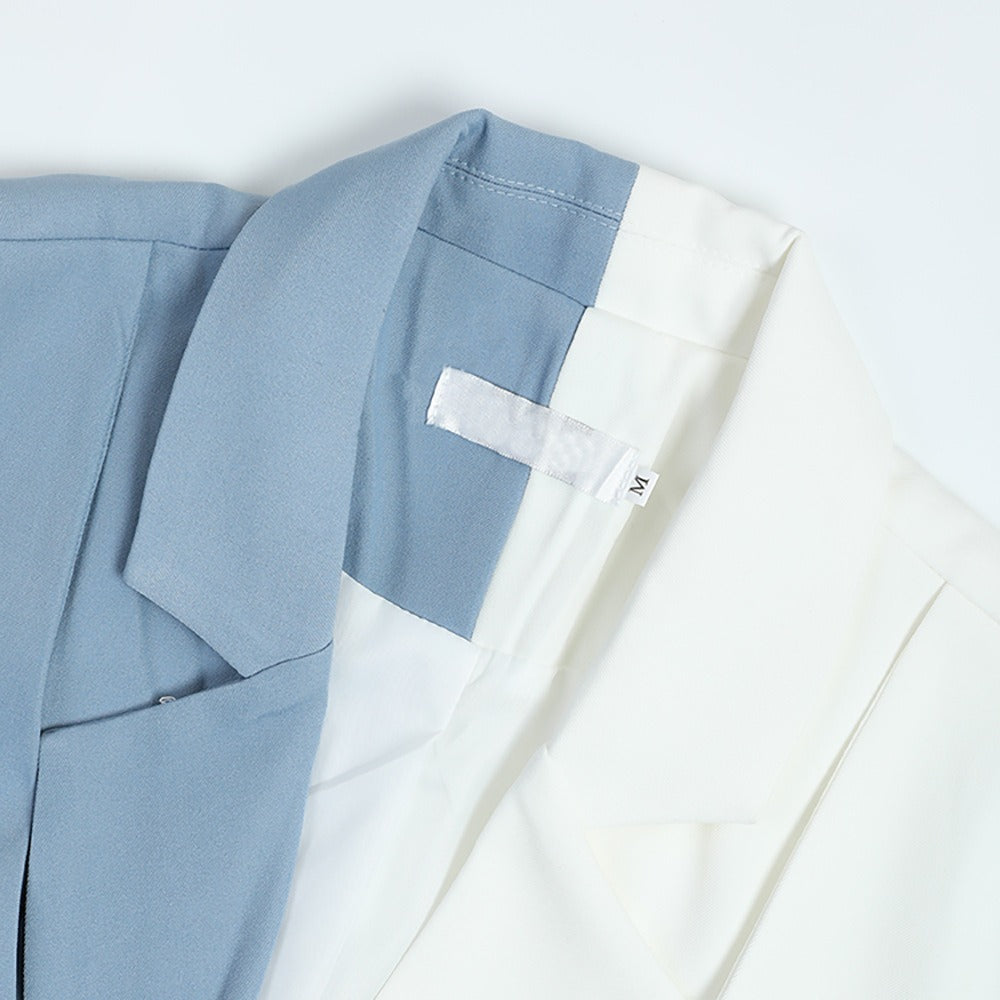 Single Breasted Color Matching Ladies Blazer Coat