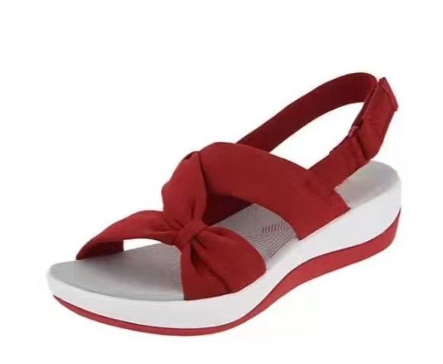 Summer Sandals Women Casual shoes Solid Color Bow Retro Ladies Outdoor Beach Flats Femme sandals Shoes for Women sandalias