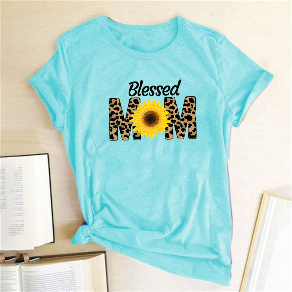Sunflower Print T-Shirt Women Summer Casual Fashion Ladies Top Holiday T-Shirt