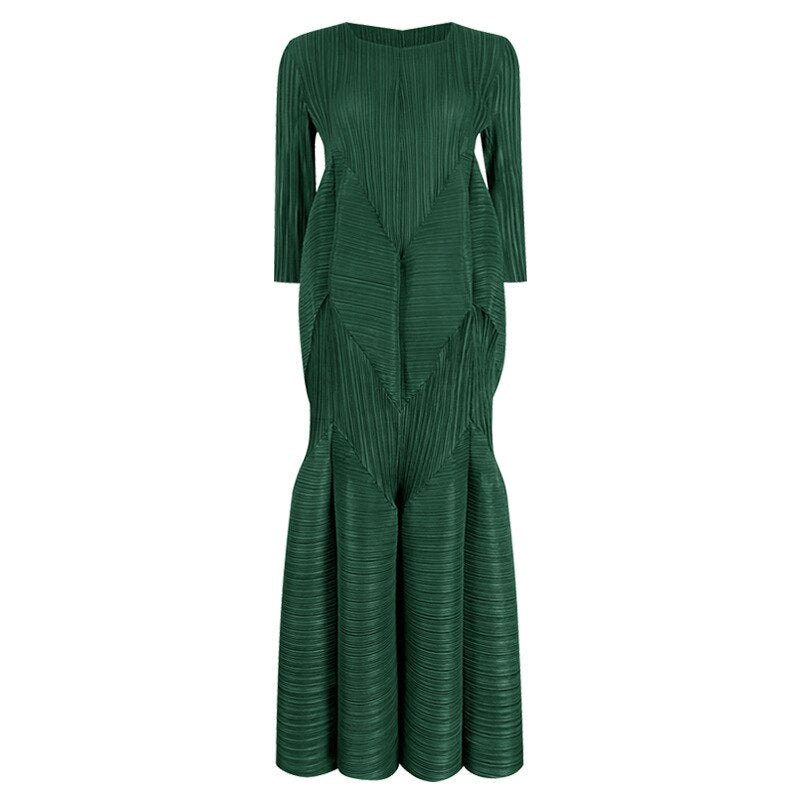 Ladies Long-Sleeved Dress Spring And Summer New Ladies Temperament Is Thin Platycodon Pleated Long Skirt