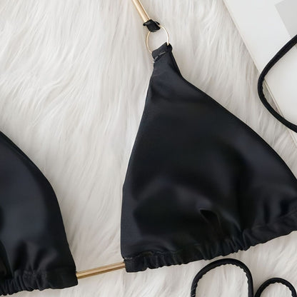 Metal Accessories Bikini Solid Color