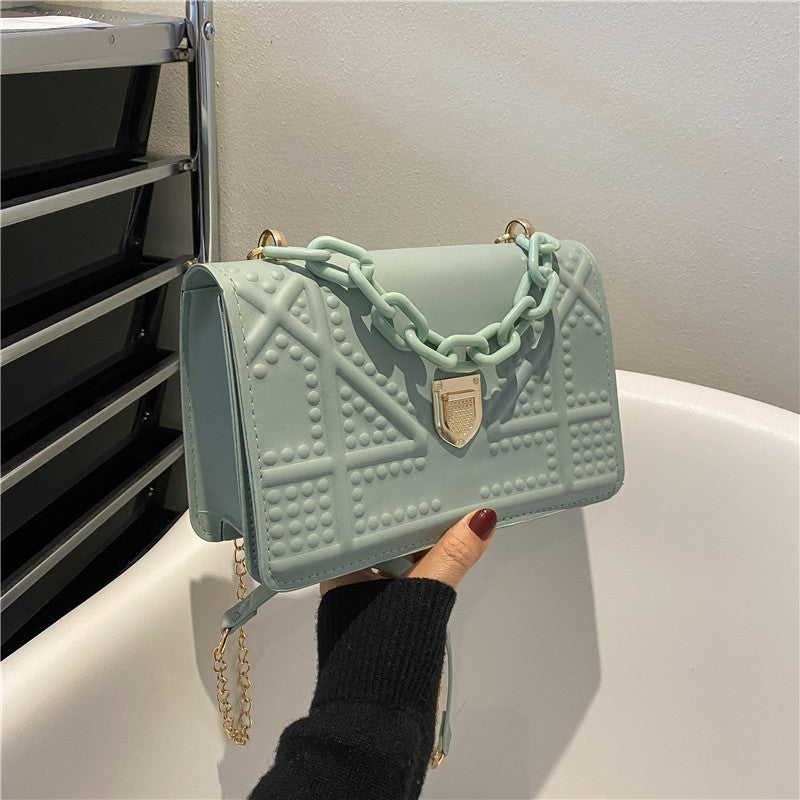 Hong Kong Style Ladies Bag Women's Summer New Fashion One-Shoulder Small Square Bag Simple Chain Ladies Messenger Bag