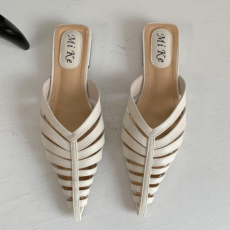 Fashion Ladies Slippers Mules Women Flip Flops Summer New Casual Pointed Toe Slides Gladiator Female Shoes Outside Heels