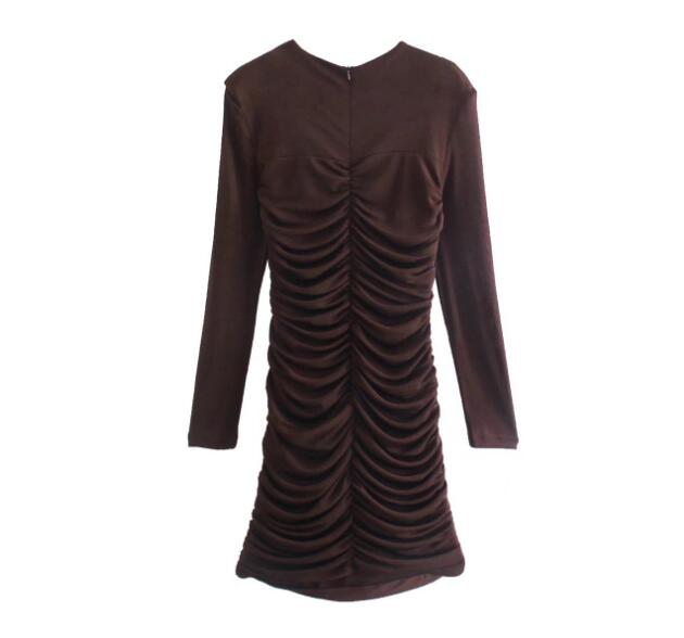 New Style Pleated Hollow Shoulder Pad Dress Slim Sexy Short Skirt Ladies Temperament Dress