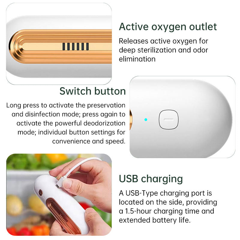 Ozoori Rechargeable Fridge Deodorizer – Odor Eliminator for Kitchen, Freezer & Food Storage