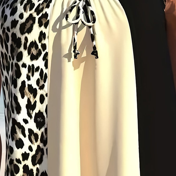 Leopard Print Tie-Up Sexy Two-Piece Swimsuit