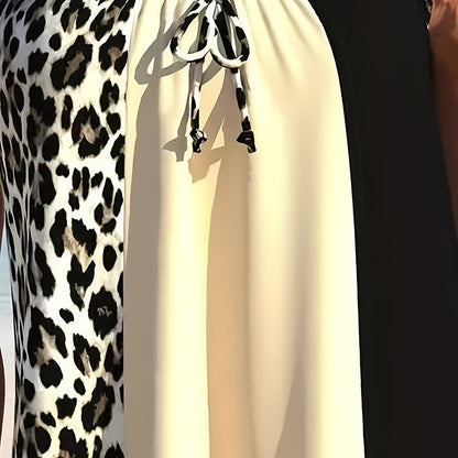 Leopard Print Tie-Up Sexy Two-Piece Swimsuit