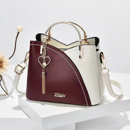 Color-blocked  large-capacity shoulder bag with high-quality crossbody design