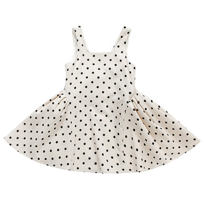 Dot Bow Dress for Girls Summer Cotton Dress Kids Casual Dress