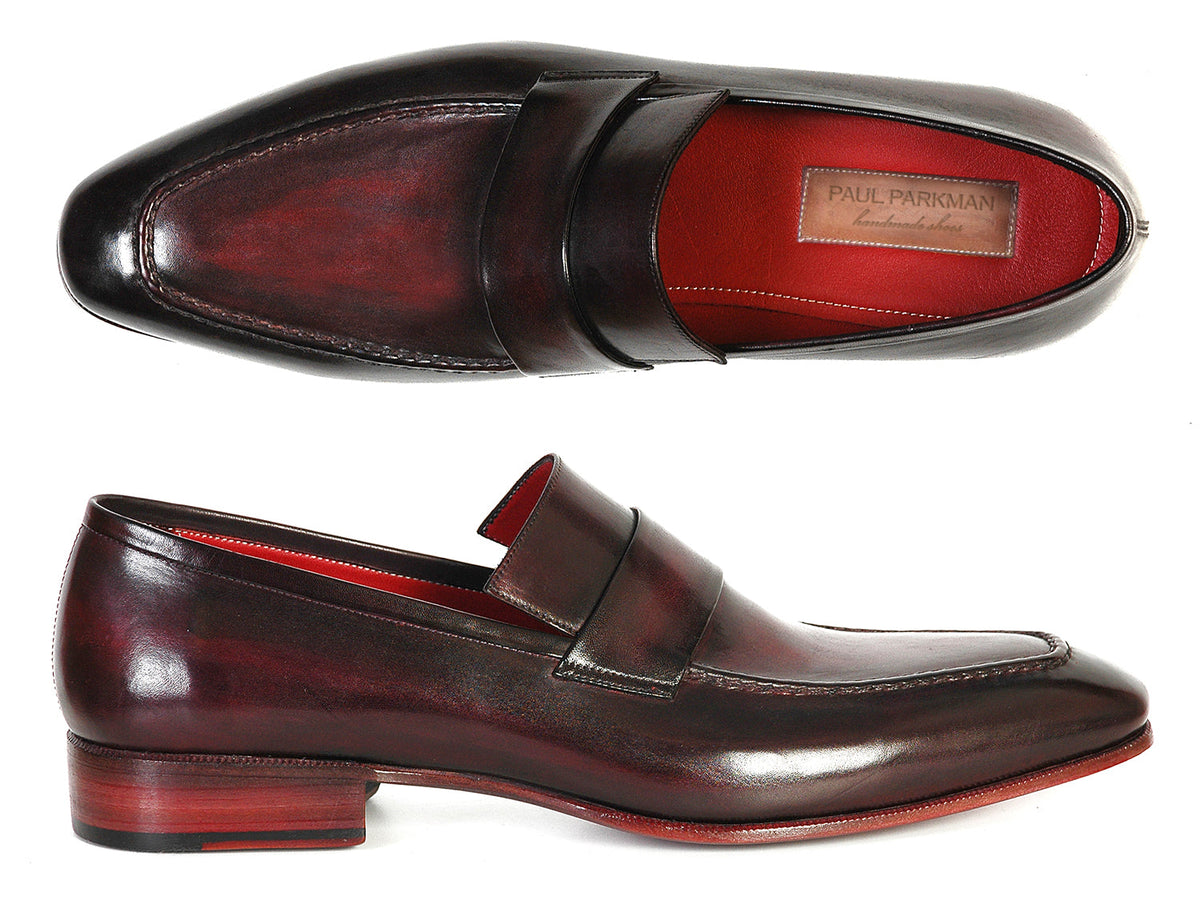 Paul Parkman Men's Loafer Purple & Black Hand-Painted Leather Upper