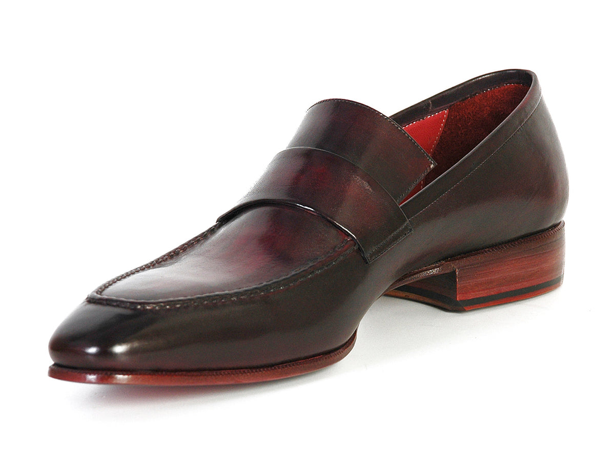 Paul Parkman Men's Loafer Purple & Black Hand-Painted Leather Upper