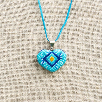 San Andres Heart Textile Necklace.