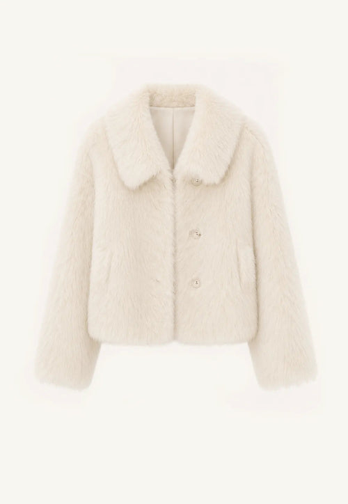 "Dream Walk" long lapel Toscana wool sheepskin short fur coat for
