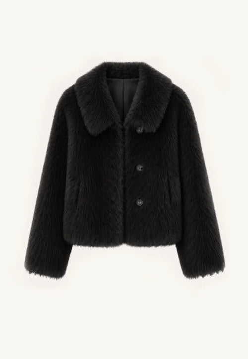 "Dream Walk" long lapel Toscana wool sheepskin short fur coat for