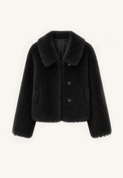 "Dream Walk" long lapel Toscana wool sheepskin short fur coat for