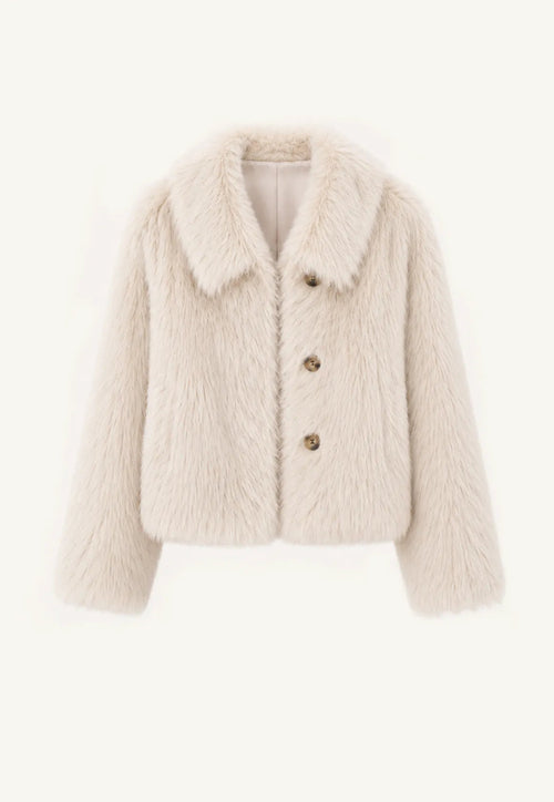 "Dream Walk" long lapel Toscana wool sheepskin short fur coat for