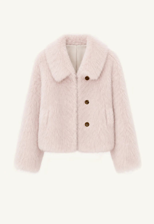 "Dream Walk" long lapel Toscana wool sheepskin short fur coat for