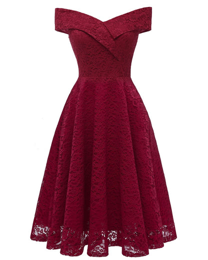 New Vintage Lace Evening Party Dress Women Slash Neck Sleeveless Midi Dress Ladies Elegant Pink Dresses
